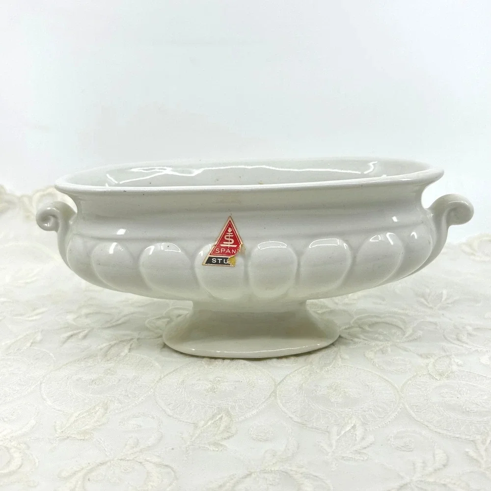 Vintage White Classic Design Italy Planter Ceramic Spanish Studio MCM